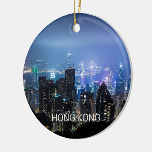 Hong Kong Island Skyline Panorama Night Souvenir Keramisch Ornament (Links)
