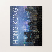 Hong Kong Island Skyline Panorama Night Souvenir Legpuzzel (Verticaal)