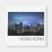 Hong Kong Island Skyline Panorama Night Souvenir Magneet (Voorkant)