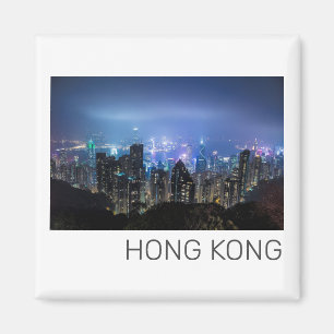 Hong Kong Island Skyline Panorama Night Souvenir Magneet