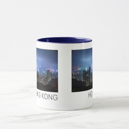 Hong Kong Island Skyline Panorama Night Souvenir Mok (Midden)