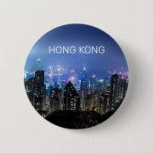Hong Kong Island Skyline Panorama Night Souvenir Ronde Button 5,7 Cm (Voorkant)