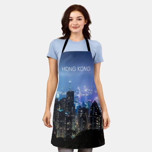 Hong Kong Island Skyline Panorama Night Souvenir Schort (Gedragen)