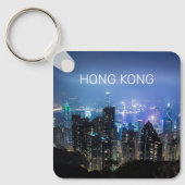 Hong Kong Island Skyline Panorama Night Souvenir Sleutelhanger (Voorkant)