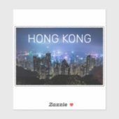 Hong Kong Island Skyline Panorama Night Souvenir Sticker (Vel)