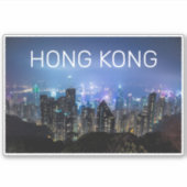 Hong Kong Island Skyline Panorama Night Souvenir Sticker (Voorkant)