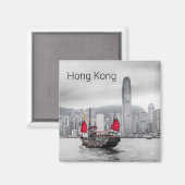 Hong Kong Island Skyline  Panorama Souvenir Magneet (Voorkant / Achterkant)