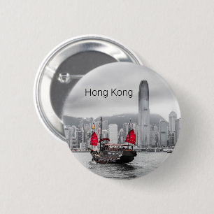 Hong Kong Island Skyline Panorama Souvenir Ronde Button 5,7 Cm