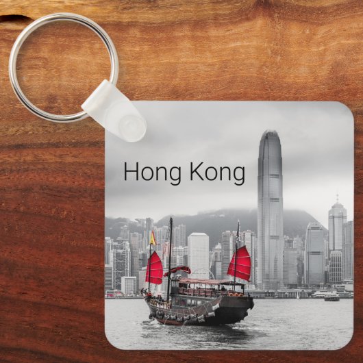 Hong Kong Island Skyline  Panorama Souvenir Sleutelhanger (Voorkant)