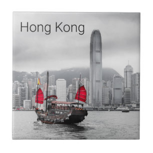 Hong Kong Island Skyline Panorama Souvenir Tegeltje