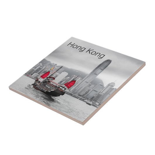 Hong Kong Island Skyline Panorama Souvenir Tegeltje (Zijkant)