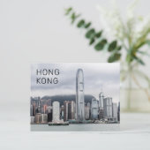 Hong Kong Island Skyline Retro Cityscape  Feestdagenkaart (Staand voorkant)