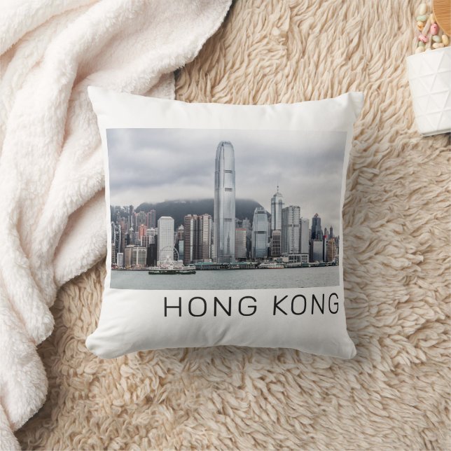 Hong Kong Island Skyline Retro Cityscape  Kussen (Deken)