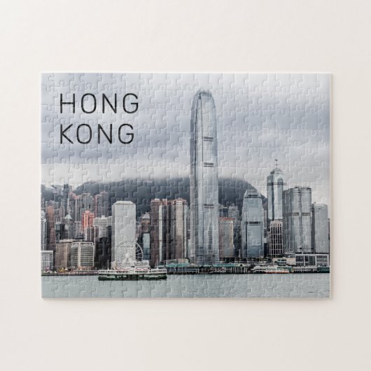 Hong Kong Island Skyline Retro Cityscape  Legpuzzel (Horizontaal)