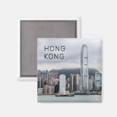 Hong Kong Island Skyline Retro Cityscape  Magneet (Voorkant / Achterkant)