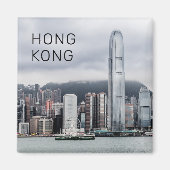Hong Kong Island Skyline Retro Cityscape  Magneet (Voorkant)