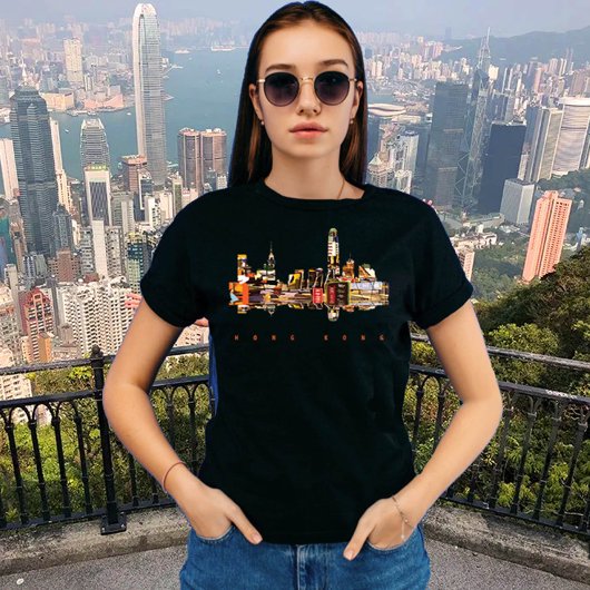 Hong Kong kleurrijk silhouet T-shirt