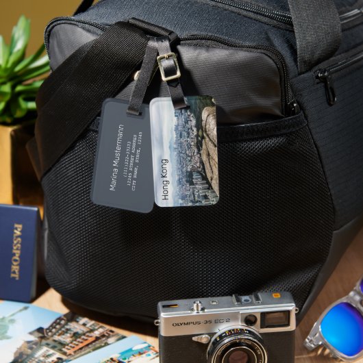 Hong Kong Lion Rock Hill Skyline Panorama Souvenir Bagagelabel (Voorkant /achterkant)