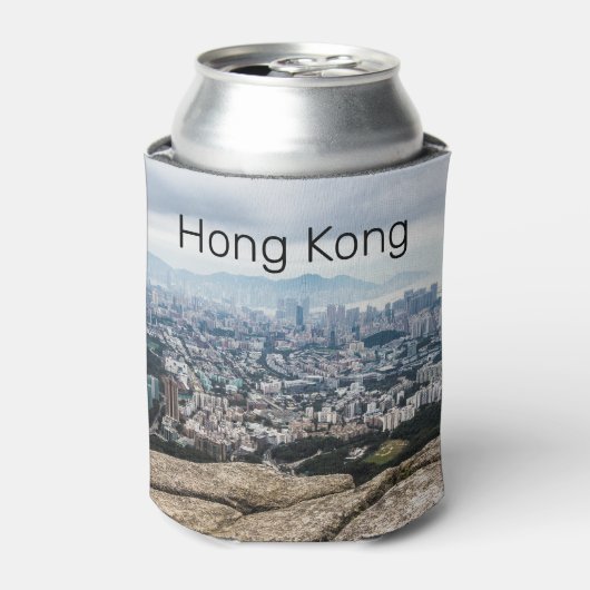 Hong Kong Lion Rock Hill Skyline Panorama Souvenir Blikjeskoeler (Blikje Voorkant)