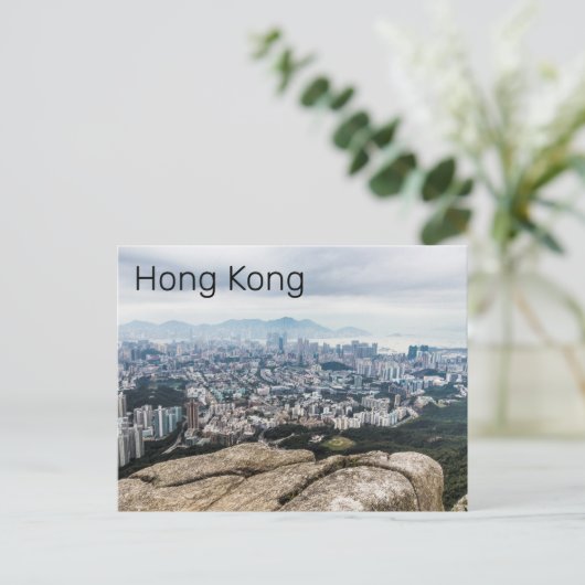 Hong Kong Lion Rock Hill Skyline Panorama Souvenir Feestdagenkaart (Staand voorkant)