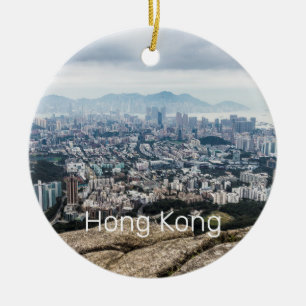Hong Kong Lion Rock Hill Skyline Panorama Souvenir Keramisch Ornament