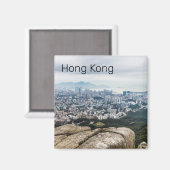 Hong Kong Lion Rock Hill Skyline Panorama Souvenir Magneet (Voorkant / Achterkant)