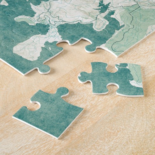 Hong Kong Map Blue  Waterverf Legpuzzel (Zijkant)