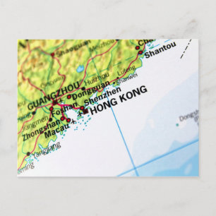 Hong Kong Map Briefkaart