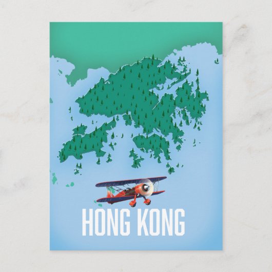 Hong Kong Map Briefkaart (Voorkant)
