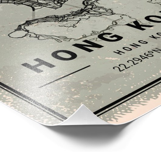 Hong Kong map print poster canvas (Hoek)