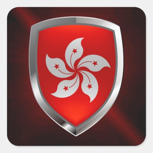 Hong Kong Metallic Emblem Vierkante Sticker (Voorkant)