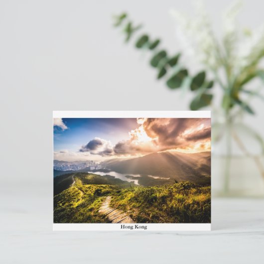 Hong Kong Mountainscape bij zonsondergang Briefkaart (Staand voorkant)