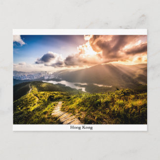 Hong Kong Mountainscape bij zonsondergang Briefkaart