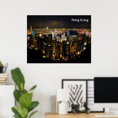 Hong Kong Nachtlandschap Poster (Thuiskantoor)