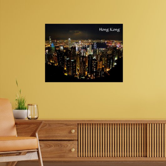 Hong Kong Nachtlandschap Poster (Woonkamer 2)