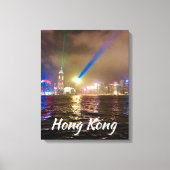 Hong Kong nachtlicht skyline modern reizen Canvas Afdruk (Voorkant)