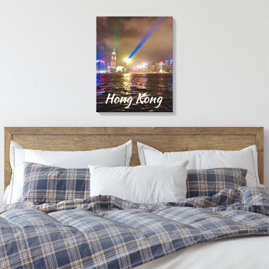 Hong Kong nachtlicht skyline modern reizen Canvas Afdruk (Insitu (Slaapkamer))