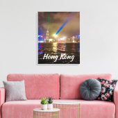 Hong Kong nachtlicht skyline modern reizen Canvas Afdruk (Insitu (Woonkamer))