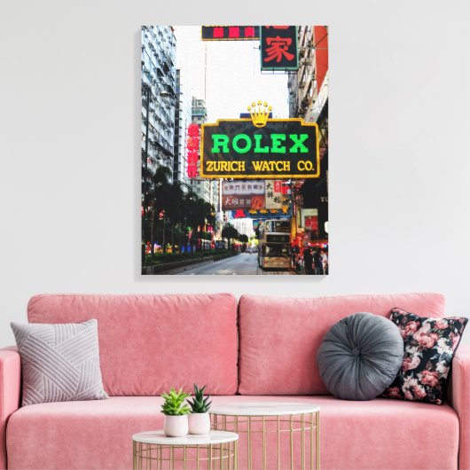 Hong Kong Nathan Road Stretched Canvas Print (Insitu (Woonkamer))