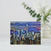 Hong Kong night skyline Briefkaart (Staand voorkant)