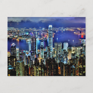 Hong Kong night skyline Briefkaart