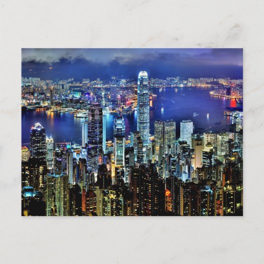 Hong Kong night skyline Briefkaart (Voorkant)