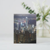 Hong Kong Night Skyline Briefkaart (Staand voorkant)