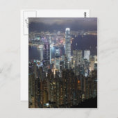 Hong Kong Night Skyline Briefkaart (Voorkant / Achterkant)