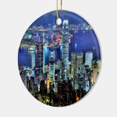 Hong Kong night skyline Keramisch Ornament (Links)