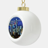 Hong Kong night skyline Keramische Bal Ornament (Rechts)