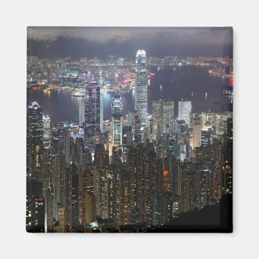 Hong Kong Night Skyline Magneet (Voorkant)