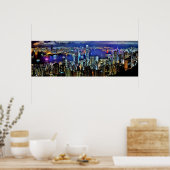 Hong Kong night skyline Poster (Keuken)
