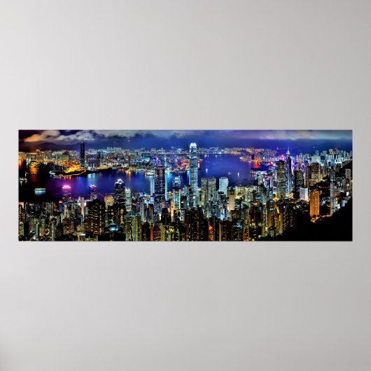 Hong Kong night skyline Poster (Voorkant)
