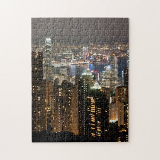 Hong Kong Night Skyline uit de Victoria Peak Legpuzzel (Verticaal)